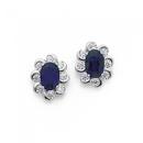 Silver-Dark-Blue-CZ-Flower-Cluster-Earrings Sale