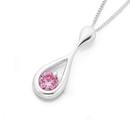 Silver-Pink-CZ-Open-Teardrop-Pendant Sale