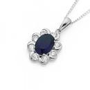 Silver-Dark-Blue-CZ-Flower-Cluster-Pendant Sale