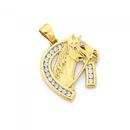 9ct-Gold-Two-Tone-Diamond-Set-Horse-Shoe-Pendant Sale