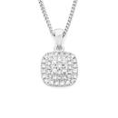 9ct-White-Gold-Diamond-Cluster-Cushion-Shape-Pendant Sale