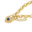 9ct-Gold-Created-Sapphire-Diamonds-Padlock-Bracelet Sale