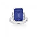 9ct-White-Gold-Created-Ceylon-Sapphire-Diamond-Ring Sale