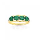 9ct-Gold-Created-Emerald-Diamond-Dress-Ring Sale