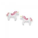 Silver-Pink-Enamel-Unicorn-Stud-Earrings Sale