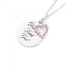 Silver-Daddys-Little-Girl-Disc-Pink-CZ-Heart Sale