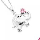 Silver-Elephant-With-Pink-CZ-Heart-Pendant Sale