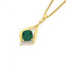 9ct-Gold-Created-Emerald-Diamond-Pendant Sale