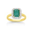 9ct-Gold-Emerald-Diamond-Dress-Ring Sale