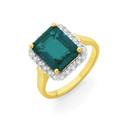 9ct-Gold-Created-Emerald-Diamond-Dress-Ring Sale