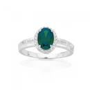 Sterling-Silver-Oval-Dark-Green-CZ-Cluster-Ring Sale