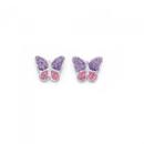 Sterling-Silver-Lilac-Pink-Sparkly-Butterfly-Earrings Sale