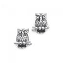 Sterling-Silver-Oxidised-Owl-Stud-Earrings Sale