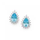 Sterling-Silver-Pear-Aqua-CZ-Cluster-Studs Sale