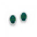 Sterling-Silver-Oval-Dark-Green-CZ-Cluster-Studs Sale