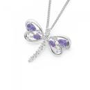 Sterling-Silver-Lavender-CZ-Fancy-Dragonfly-Pendant Sale