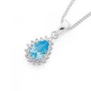 Sterling-Silver-Pear-Aqua-CZ-Cluster-Pendant Sale