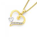 9ct-Gold-Two-Tone-Diamond-Heart-Pendant Sale