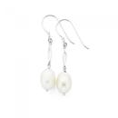 Silver-FW-Pearl-Twist-Bar-Hook-Earrings Sale