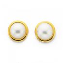 9ct-Gold-Cultured-Freshwater-Pearl-Bezel-Set-Stud-Earrings Sale