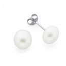 Silver-8mm-Button-Pearl-Stud-Earrings Sale