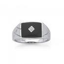 Silver-Cubic-Zirconia-On-Rectangular-Black-Agate-Criss-Cross-Ring Sale