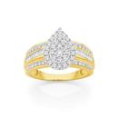 9ct-Gold-Diamond-Cluster-Pear-Shape-Dress-Ring Sale