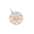 Silver-Rose-Plated-Flower-and-CZ-Pendant Sale