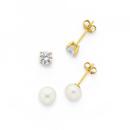 9ct-Gold-Cubic-Zirconia-Pearl-Stud-Earrings-Gift-Set Sale