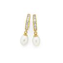 9ct-Gold-Cultured-Freshwater-Pearl-on-a-Cubic-Zirconia-Hoop-Earrings Sale