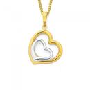 9ct-Gold-Two-Tone-Double-Open-Hearts-Pendant Sale