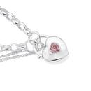 Silver-Pink-Cubic-Zirconia-Puff-Padlock-Bracelet Sale