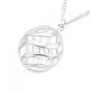 Silver-Diagonal-Wave-Cut-out-Ball-Pendant Sale