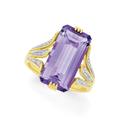 9ct-Gold-Amethyst-10ct-Diamond-Emerald-Cut-Dress-Ring Sale