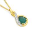 9ct-Gold-Emerald-Diamond-Crossover-Swirl-Pendant Sale