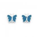 Sterling-Silver-Blue-Enamel-Butterfly-Studs Sale