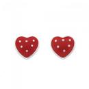 Sterling-Silver-Red-Polka-Dot-Heart-Studs Sale