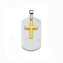 Steel-Plain-Tag-With-GoldPlated-Cross Sale