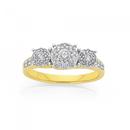 9ct-Gold-Diamond-Cluster-Trilogy-Ring Sale