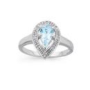 9ct-White-Gold-Aquamarine-Diamond-Pear-Shape-Ring Sale