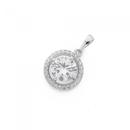 Silver-Cubic-Zirconia-Solitaire-With-Circle-Surround-Pendant-Circle Sale