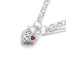 Silver-Red-Cubic-Zirconia-Heart-Padlock-Bracelet Sale