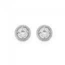 Silver-Cubic-Zirconia-Solitaire-With-Circle-Surround-Stud-Earrings Sale