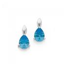 Silver-Pear-Aqua-Cubic-Zirconia-Small-Drop-Stud-Earrings Sale