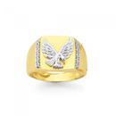 9ct-YellowWhite-Gold-Diamond-Set-Eagle-Gents-Ring Sale