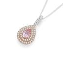 Silver-and-Rose-Gold-Plate-Blush-Pink-CZ-Pear-Cluster-Pendant Sale
