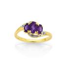 9ct-Gold-Amethyst-Trilogy-Dress-Ring Sale