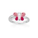 Silver-Pink-Enamel-Adjustable-Butterfly-Ring Sale