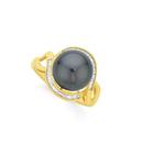 9ct-Gold-Cultured-Tahitian-Pearl-Diamond-Swirl-Ring Sale