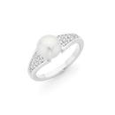 Silver-Cultured-Freshwater-Pearl-With-Pav195169-CZ-Ring Sale